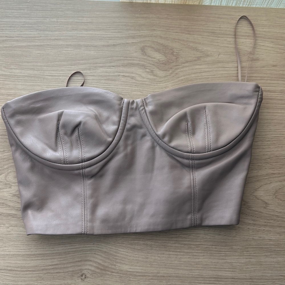 Zara strapless leather corset top